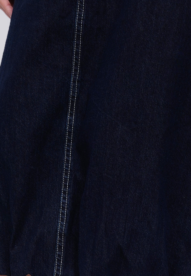 Denim Baloon Skirt Dark Blue
