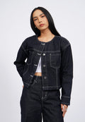 Regular Fit Collarless Denim Jacket
