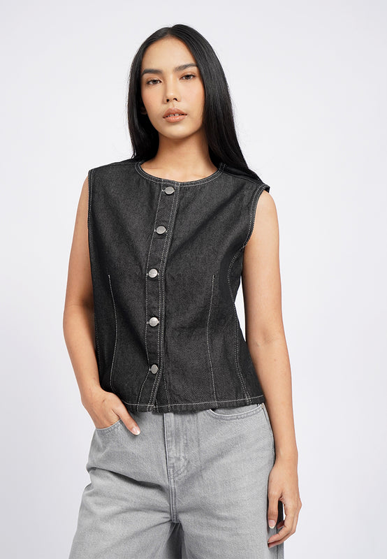 Regular Fit Denim Vest