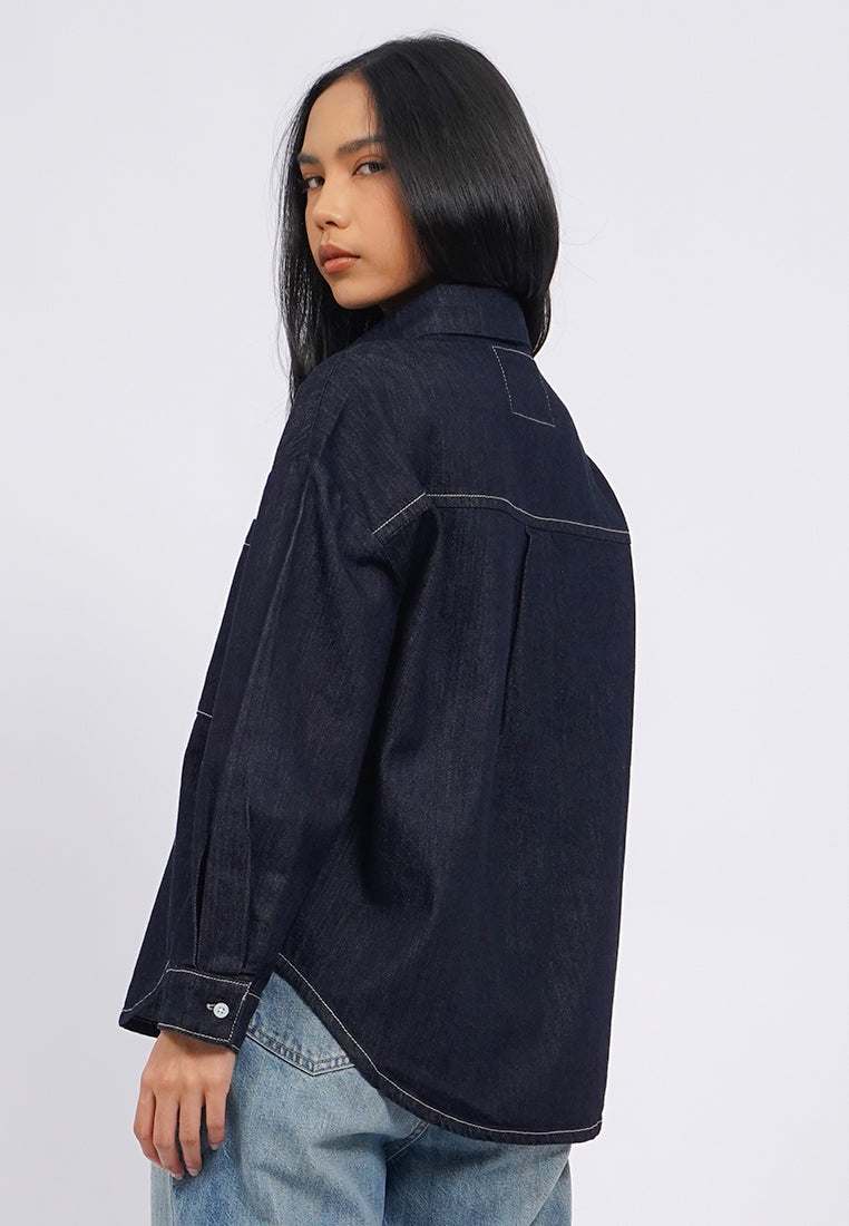 Oversized Long Sleeve Denim Shirt