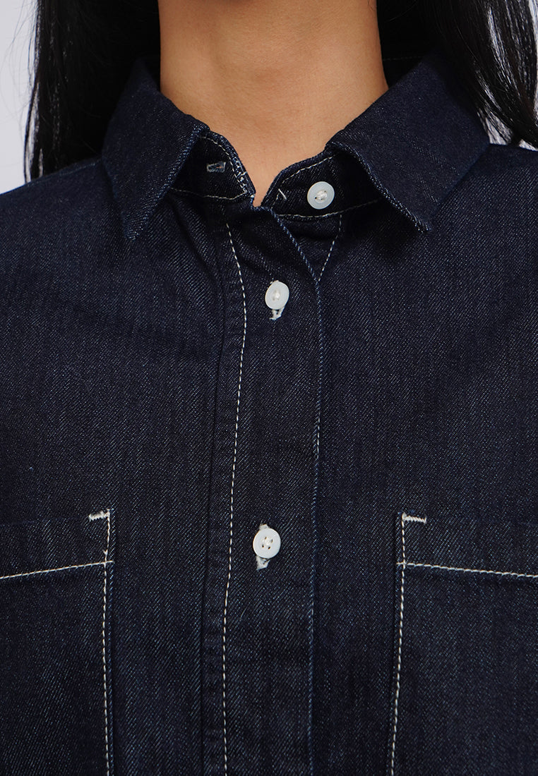 Oversized Long Sleeve Denim Shirt
