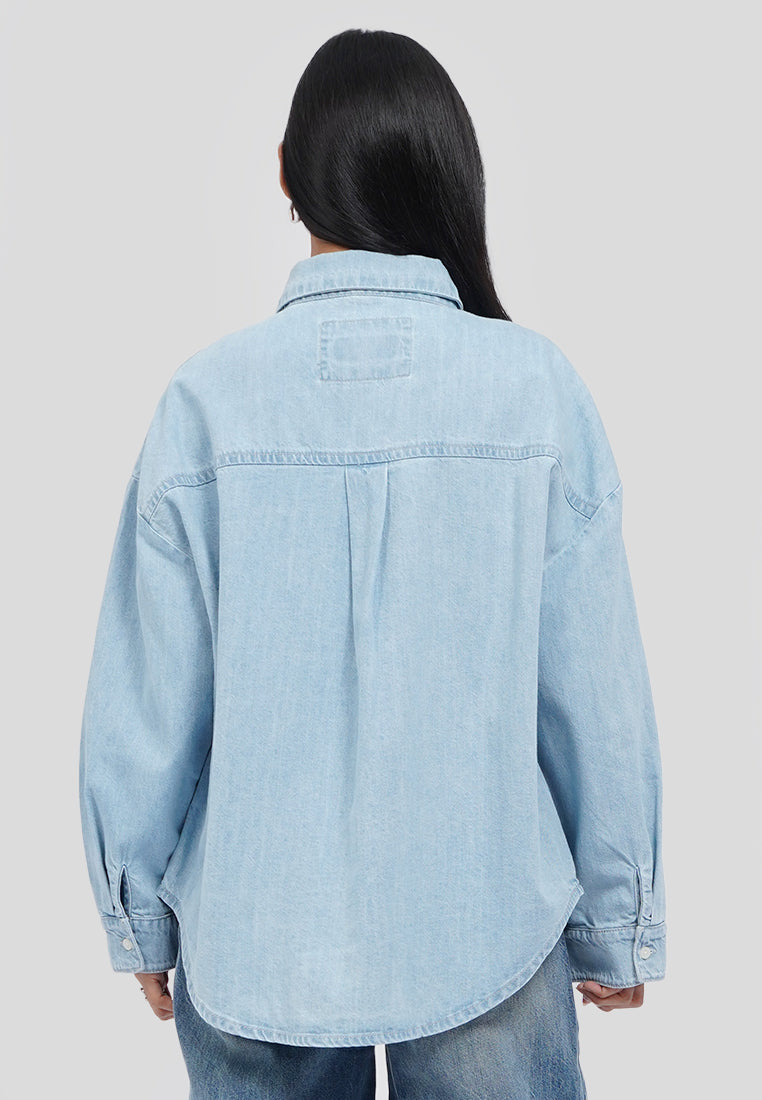 Oversized Long Sleeve Denim Shirt