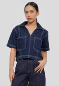 Regular Fit Crop Denim Shirt