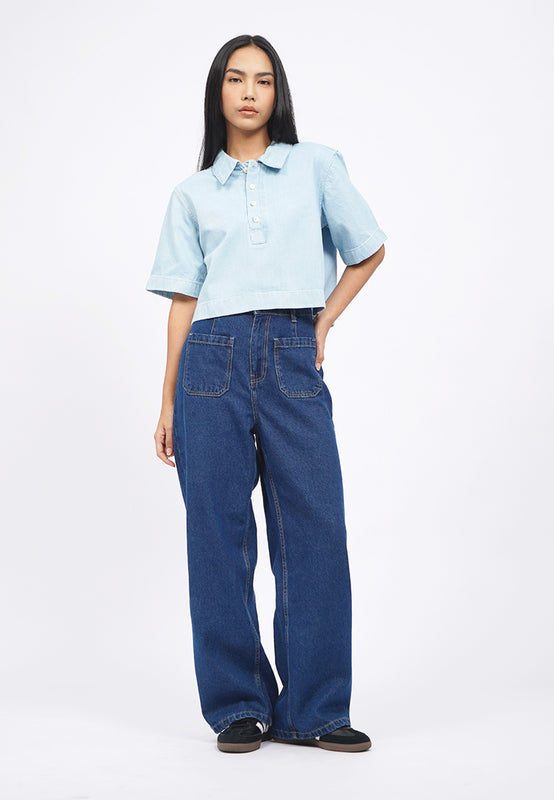 Regular Fit Short Sleeve Denim Shirt