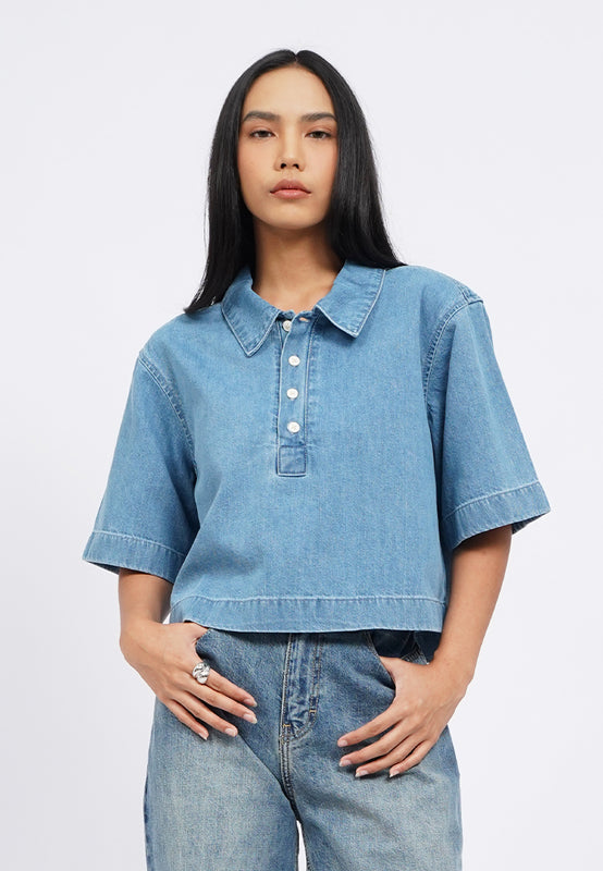 Regular Fit Short Sleeve Denim Shirt