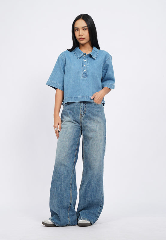 Regular Fit Short Sleeve Denim Shirt