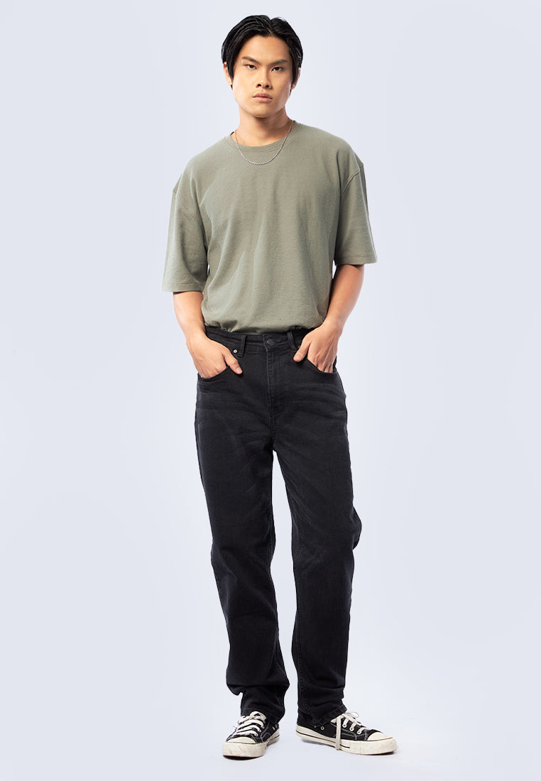 Men Regular Denim Pants Dark Grey