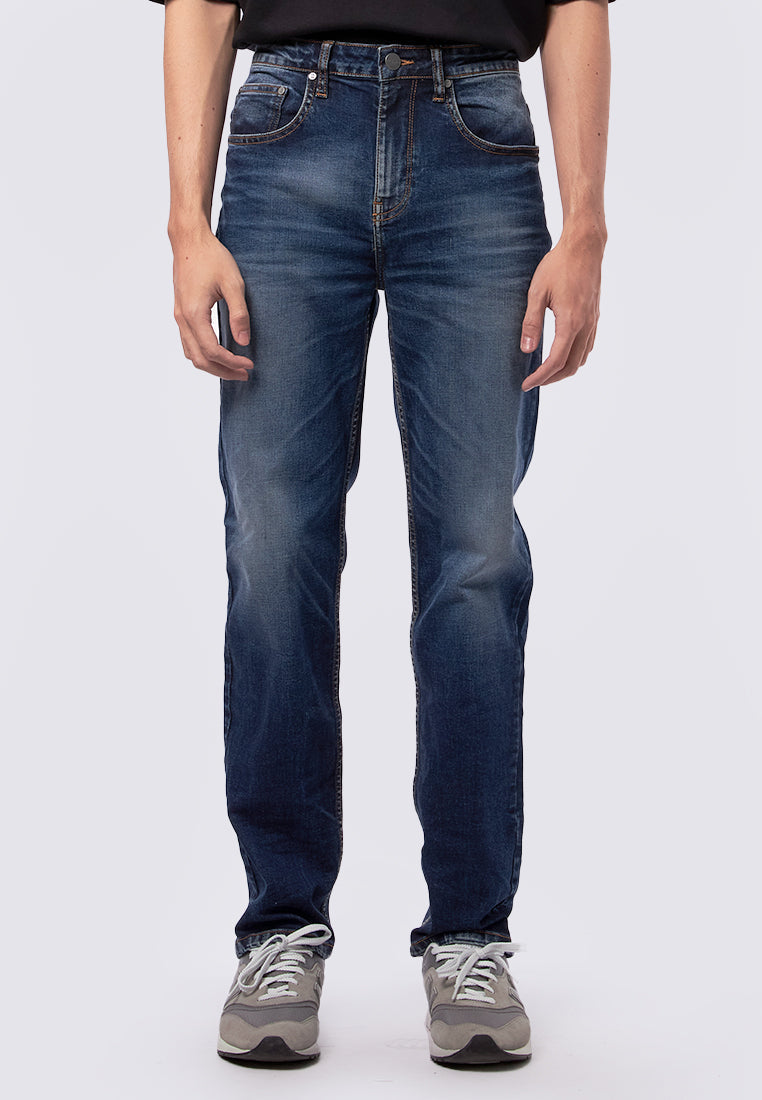 Men Regular Denim Pants Med Blue