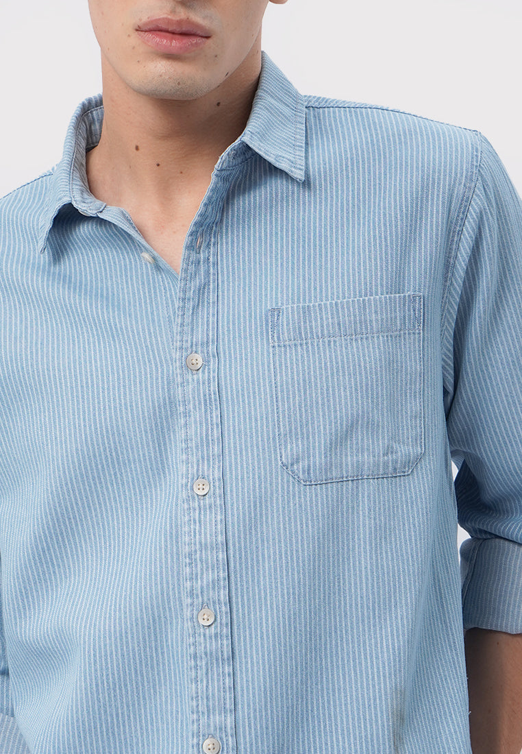 Denim Long Sleeve Stripe Shirt