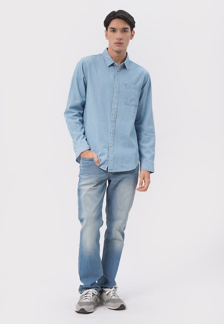 Denim Long Sleeve Stripe Shirt