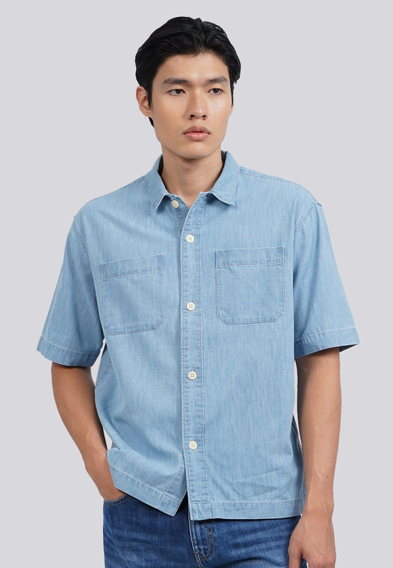 Relaxed Fit Short Sleeve Denim Shirt