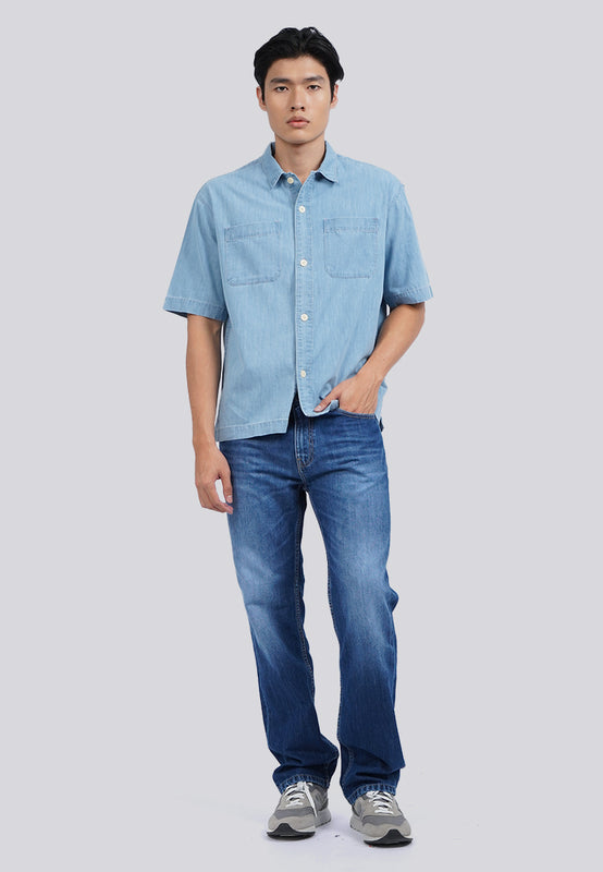 Relaxed Fit Short Sleeve Denim Shirt
