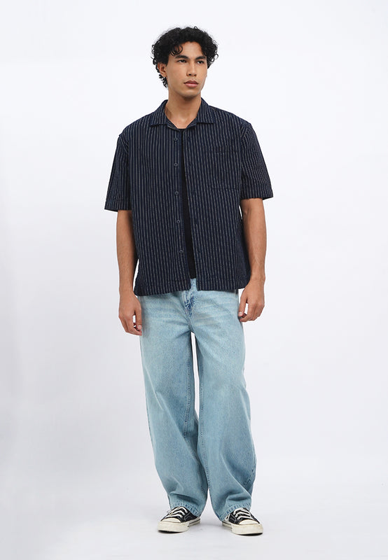 Relaxed Short Sleeve Denim Shirt