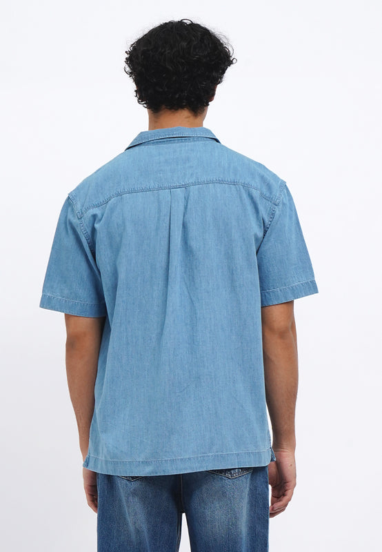 Relaxed Short Sleeve Denim Shirt