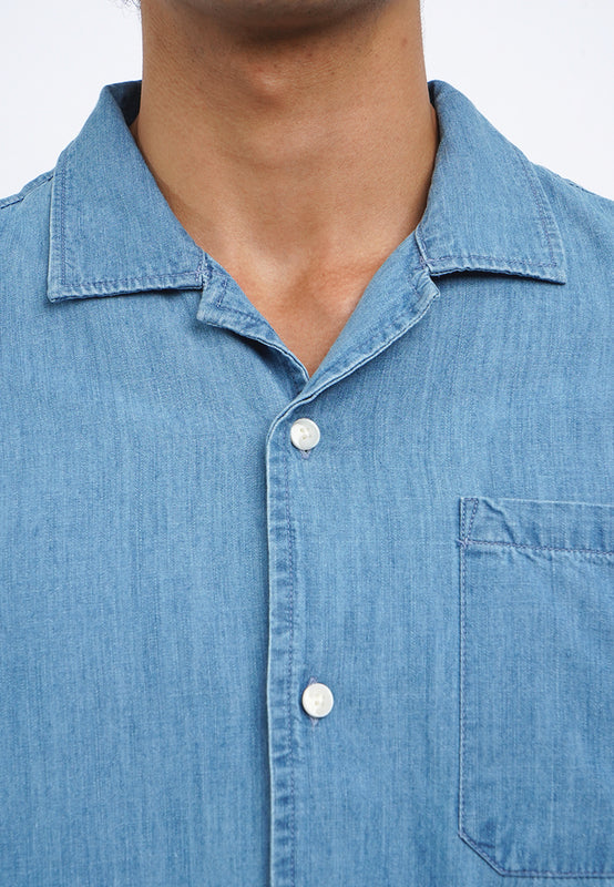 Relaxed Short Sleeve Denim Shirt