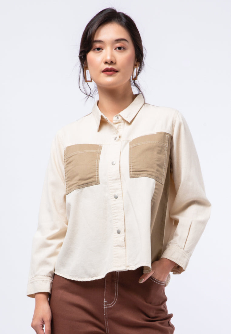 Colorblock Denim Shirt