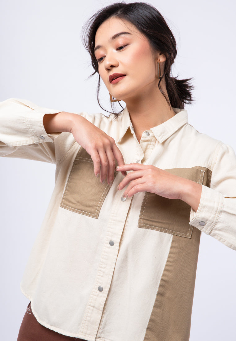 Colorblock Denim Shirt