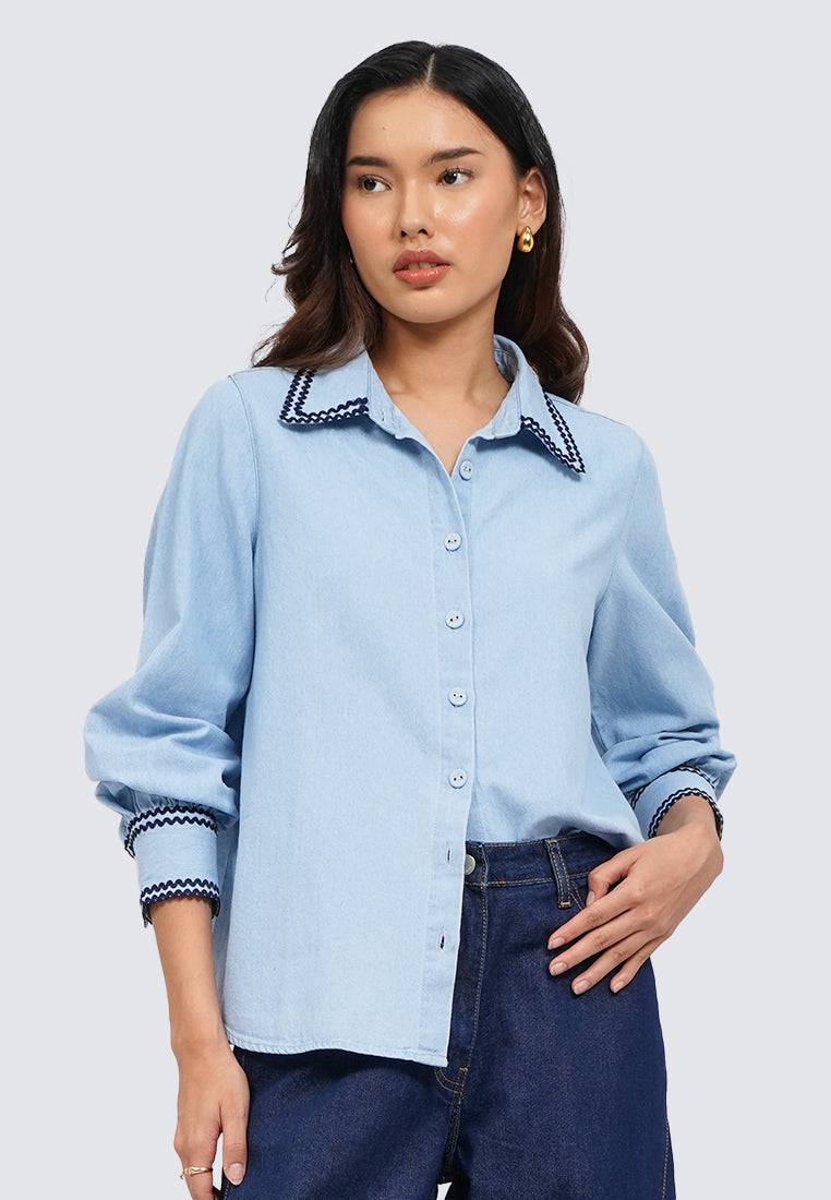 Contrast Details Denim Shirt