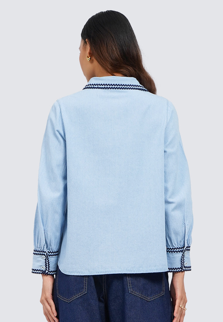 Contrast Details Denim Shirt