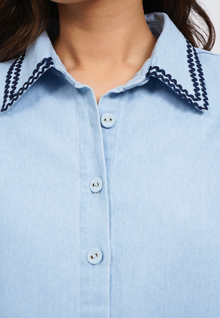 Contrast Details Denim Shirt