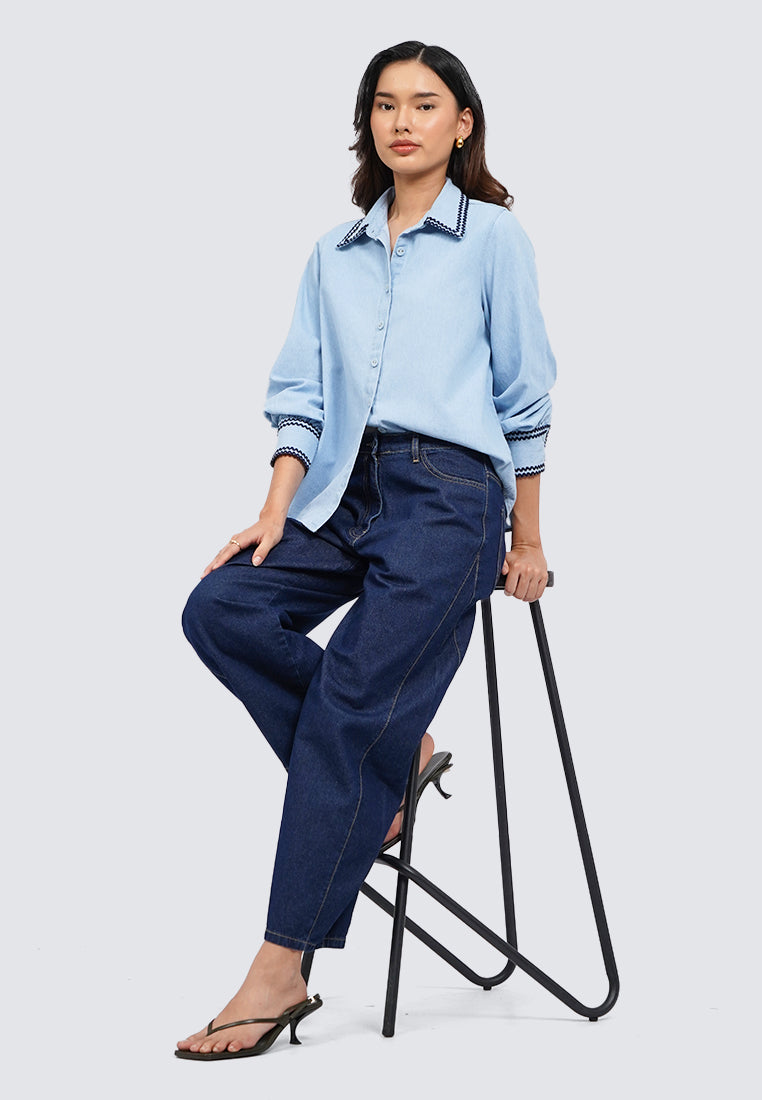 Contrast Details Denim Shirt