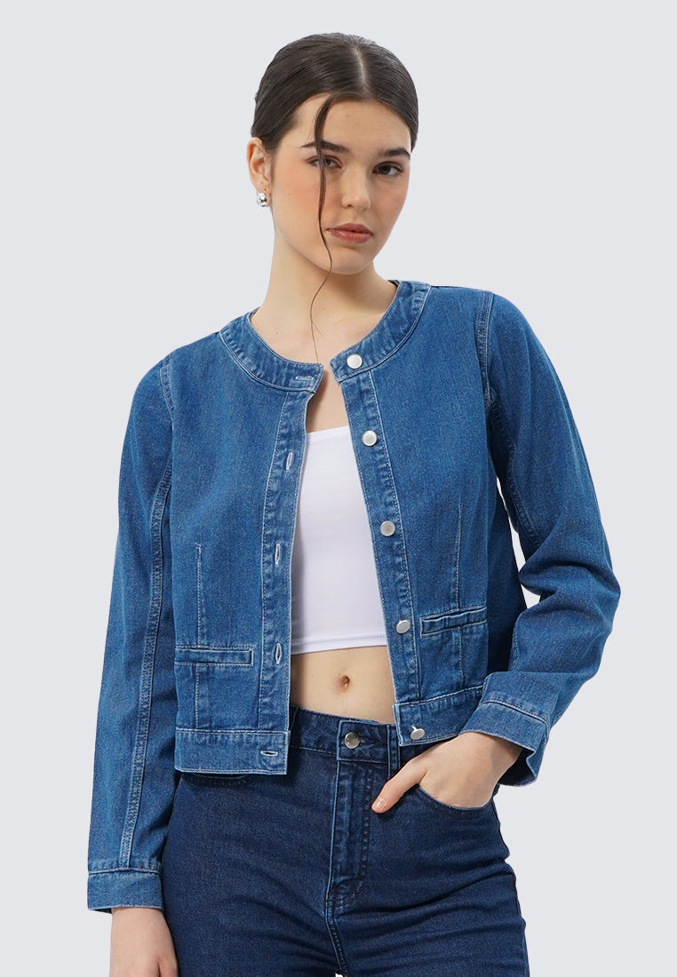 Denim Jacket with round neck