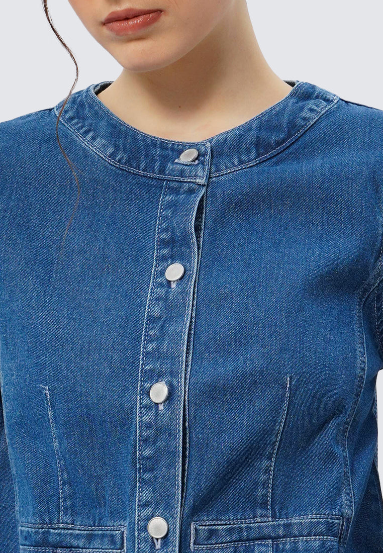 Denim Jacket with round neck
