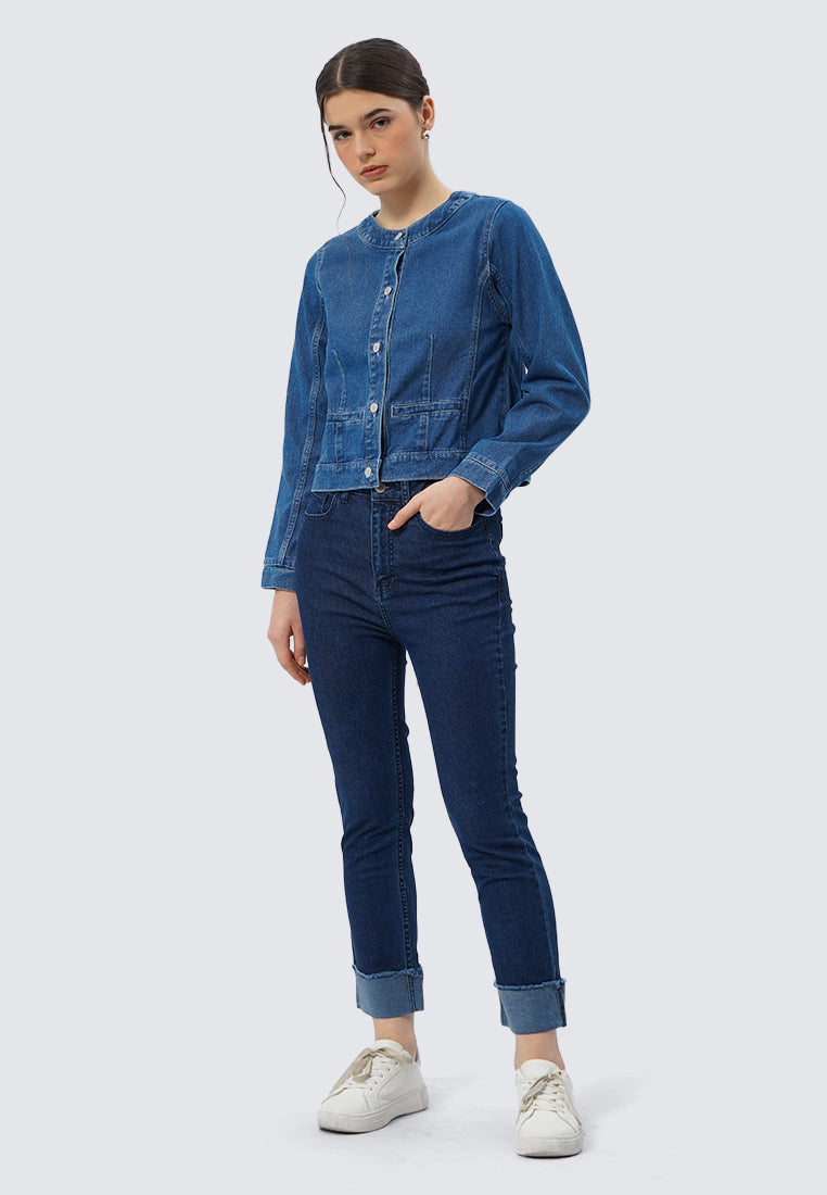 Denim Jacket with round neck