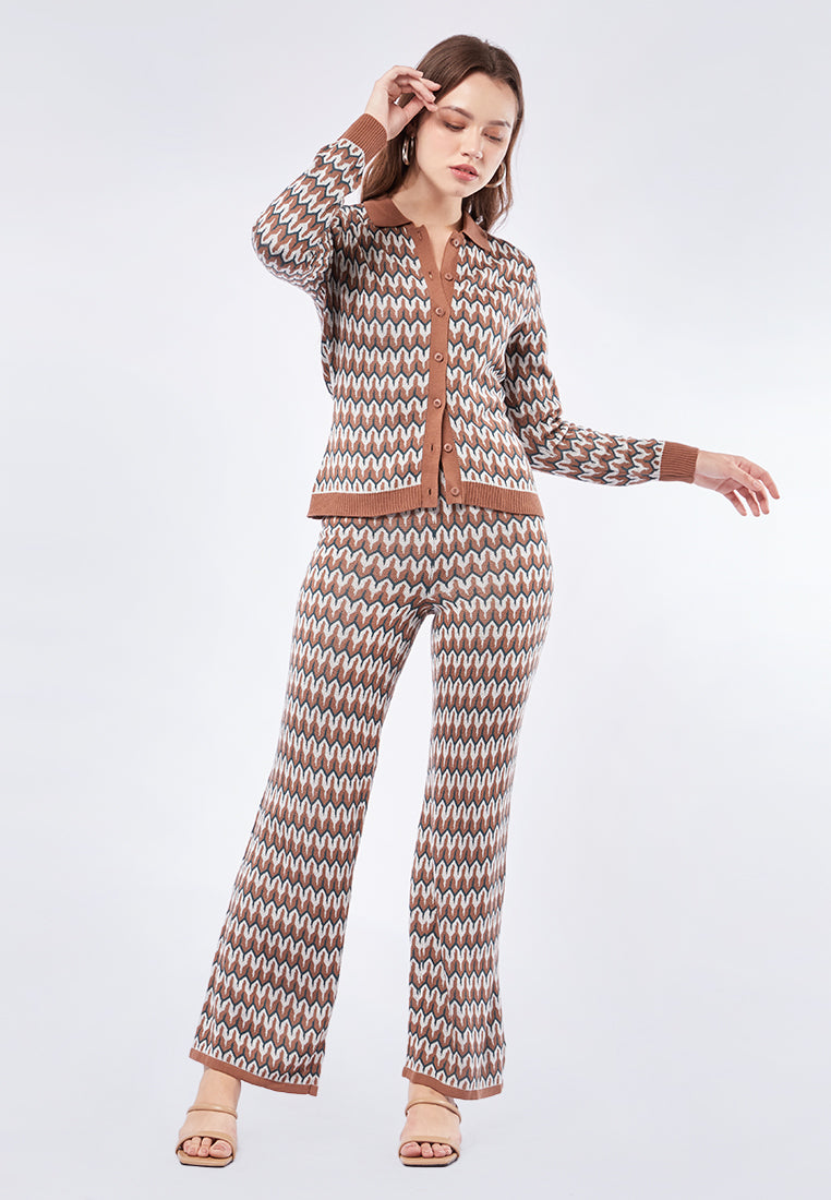 Printed Long Sleeve Knit Top