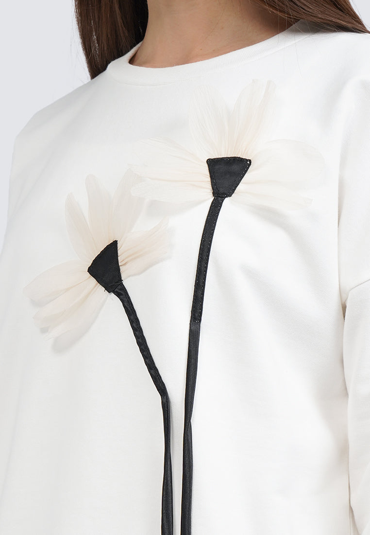 Patch Details Long Sleeve Top
