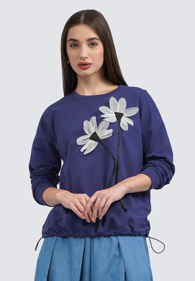 Patch Details Long Sleeve Top