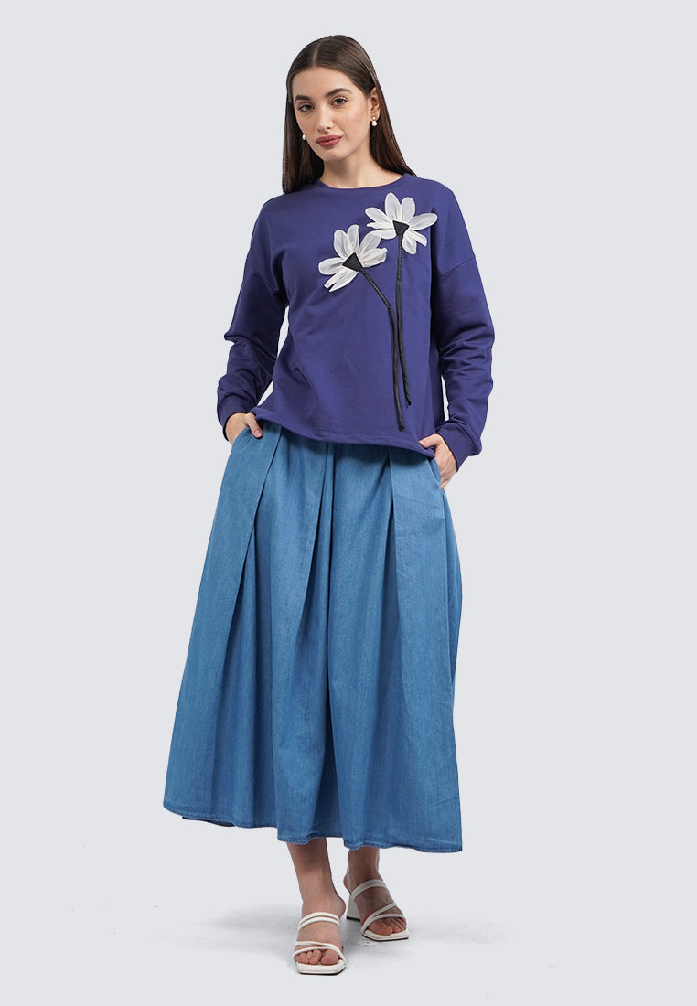 Patch Details Long Sleeve Top