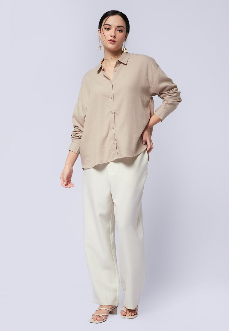 Linen Blend Long Sleeve Shirt