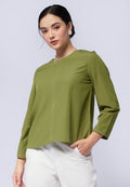 Long Sleeve Blouse with Contrast Stitch