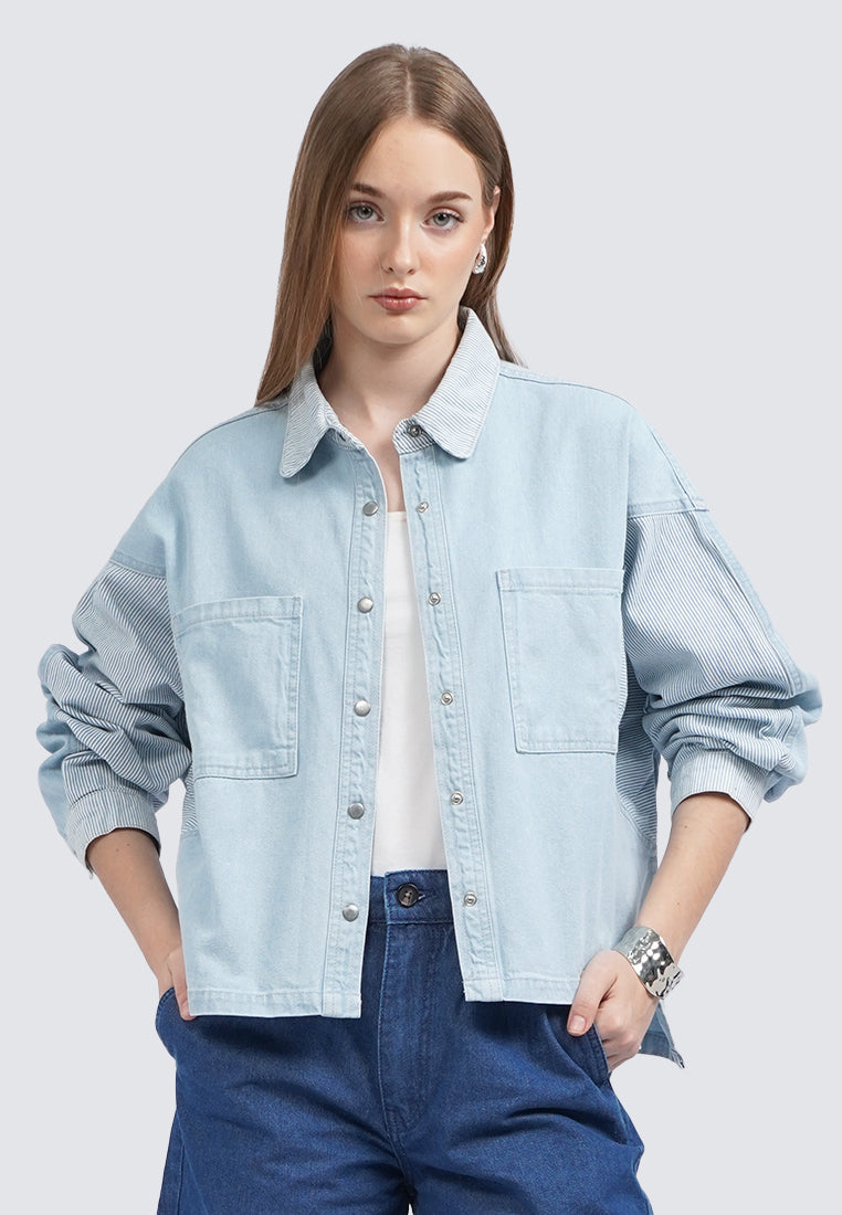 Double Pocket Oversized Denim Shirt