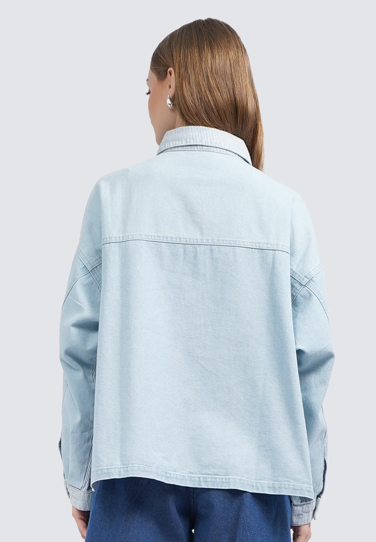 Double Pocket Oversized Denim Shirt