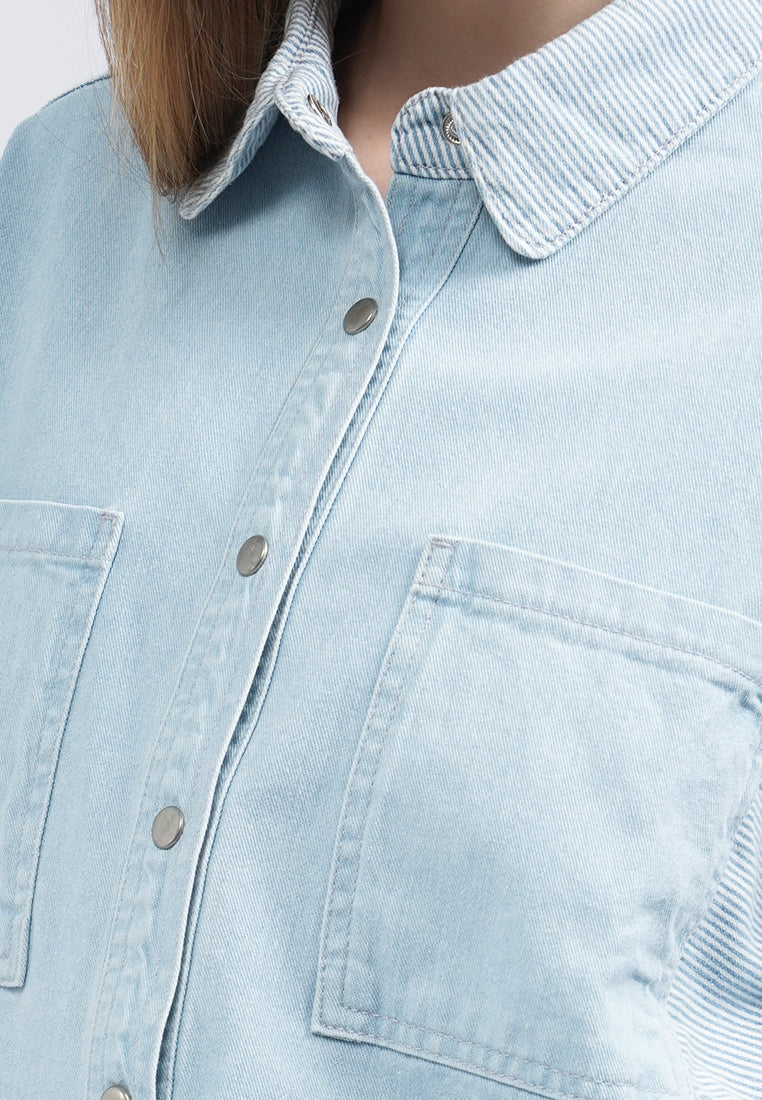 Double Pocket Oversized Denim Shirt