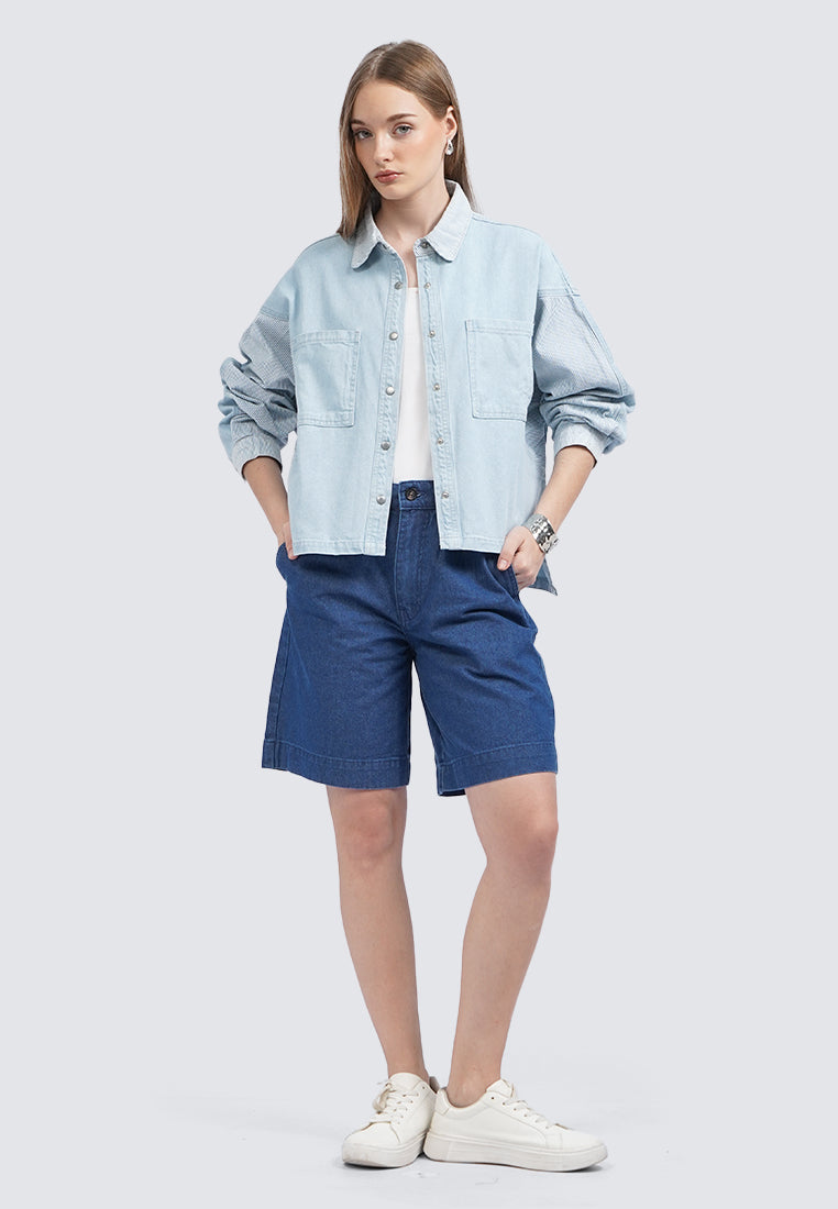 Double Pocket Oversized Denim Shirt