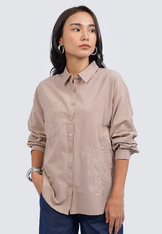 Embroidered Long Sleeve Blouse