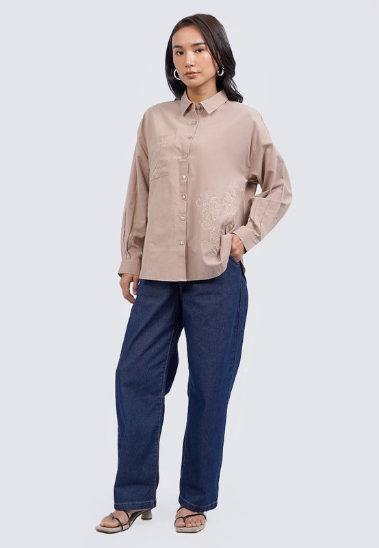 Embroidered Long Sleeve Blouse