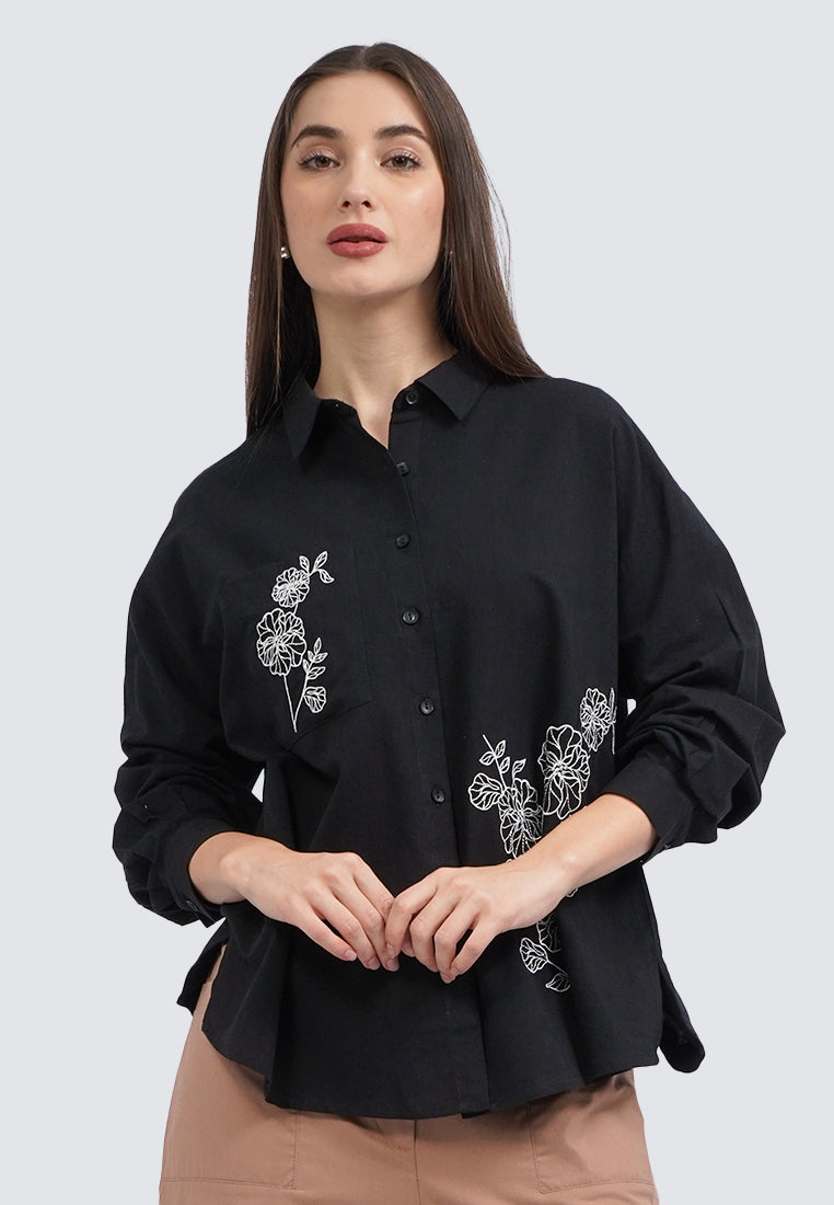 Embroidered Long Sleeve Blouse
