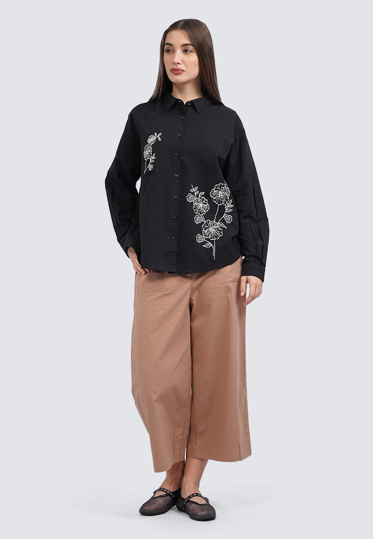 Embroidered Long Sleeve Blouse