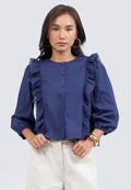 Puff Sleeve Blouse with Frill Details