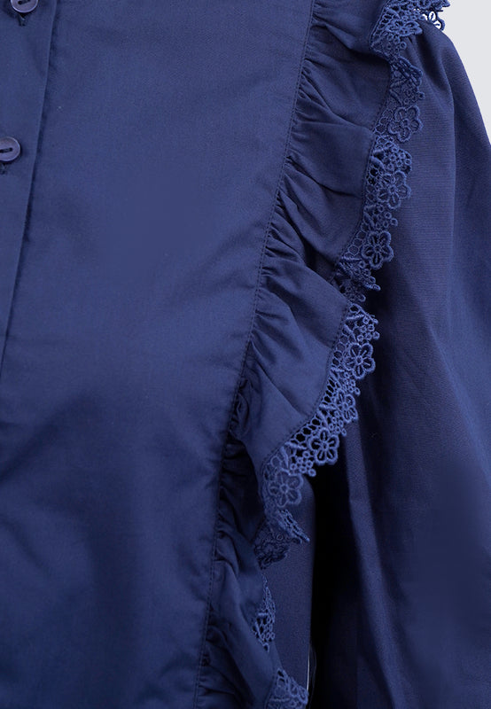 Puff Sleeve Blouse with Frill Details