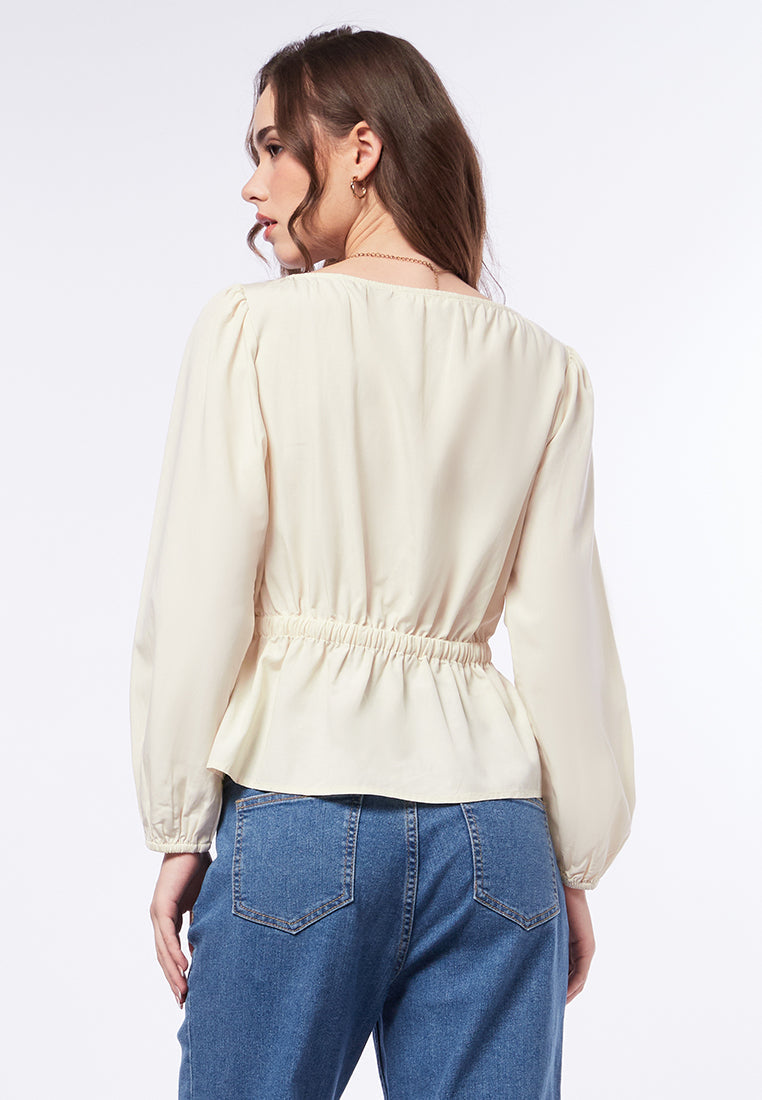 Long Sleeve Top with Drawstring Details
