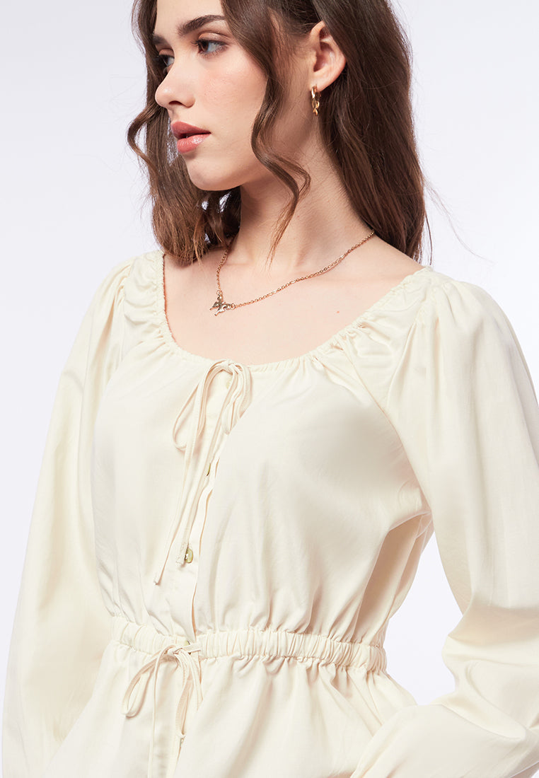Long Sleeve Top with Drawstring Details