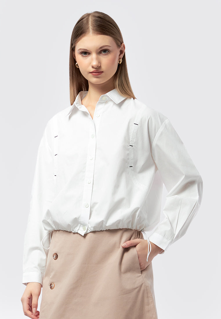 Long Sleeve Blouse with Drawstring
