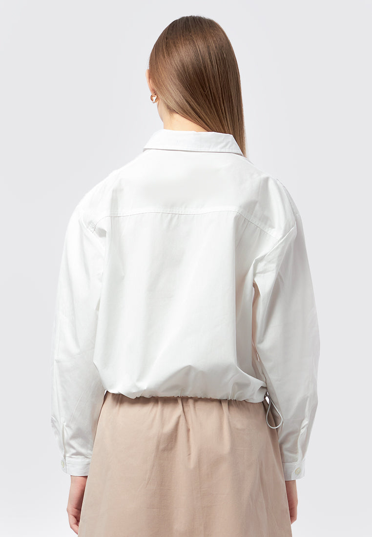 Long Sleeve Blouse with Drawstring