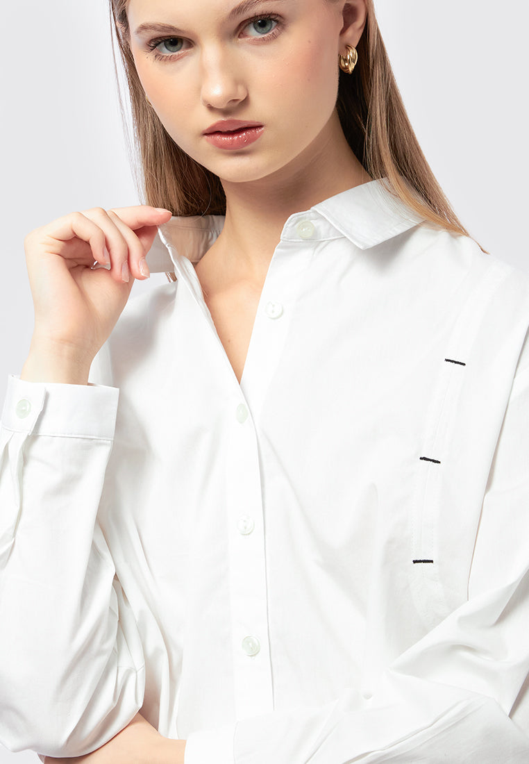Long Sleeve Blouse with Drawstring