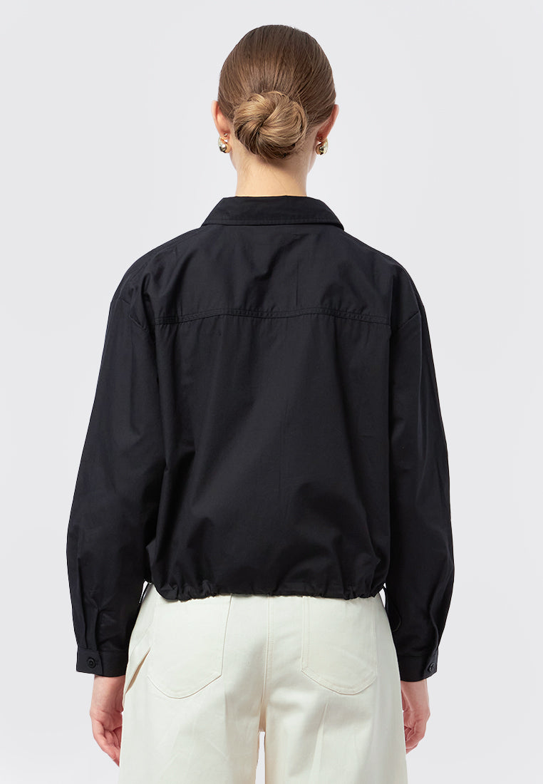 Long Sleeve Blouse with Drawstring
